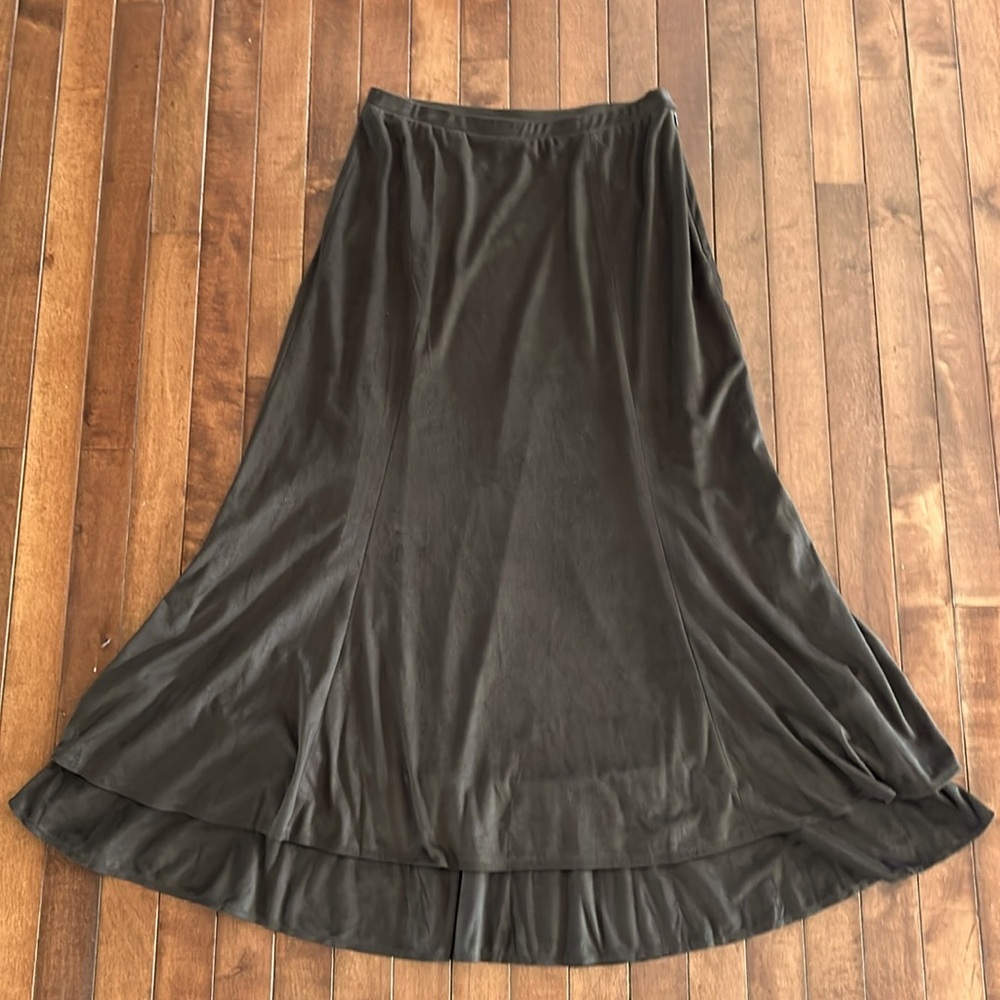 J. Jill Faux Suede Long Brown Skirt Size XS